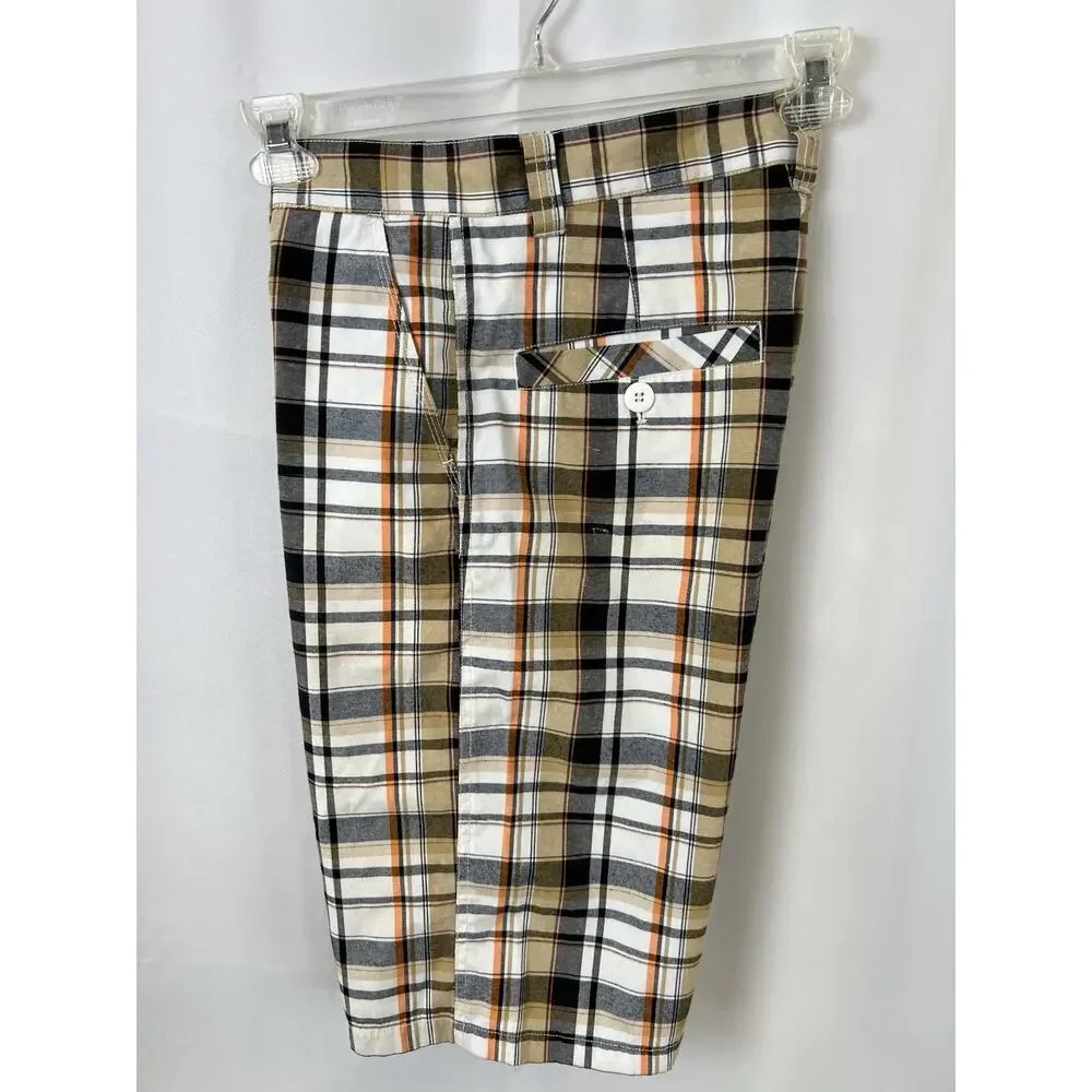 South Pole Multi Colored Plaid Bermuda Jorts Shorts Cotton-Blend Mens Size 29
